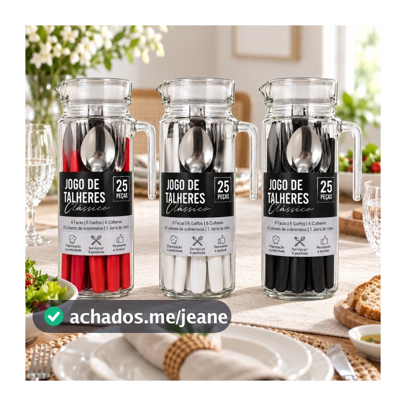 Jarra com Talher Kit Cozinha Vermelho Preto ou Branco Conjunto Jarra e Utensílio para Servir Mesa Cozinha Casa Prático