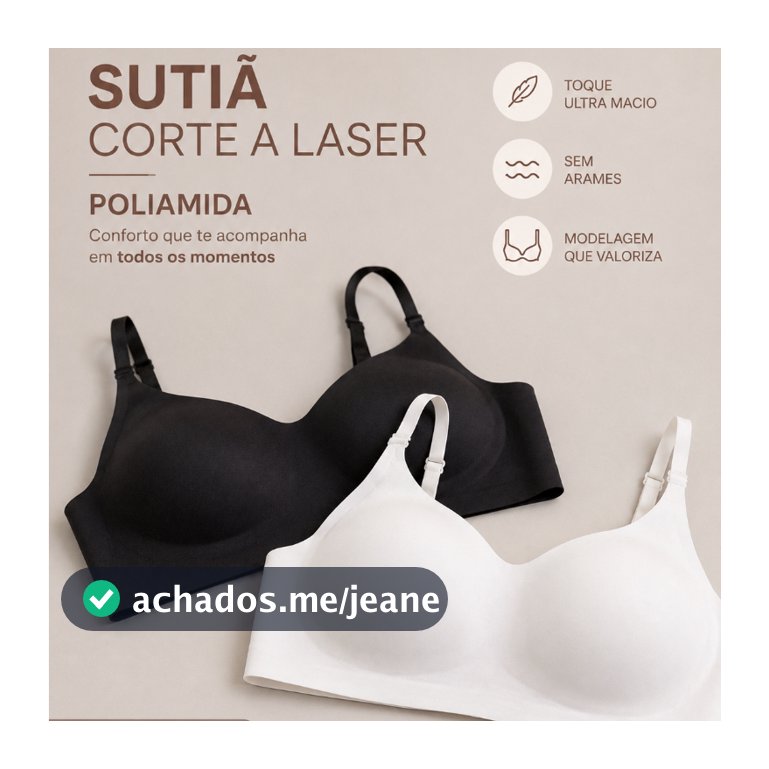 Sutiã  Sem Costura Corte a Laser Com Bojo Removível  - Muito Leve e Confortável - Não Marca