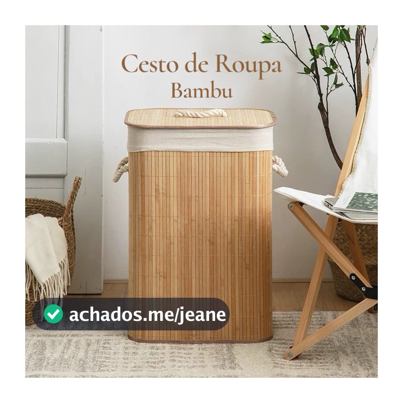 Cesto de Roupa Suja de Bambu com Tampa ou Kit 3 Cestos Organizadores Multiuso