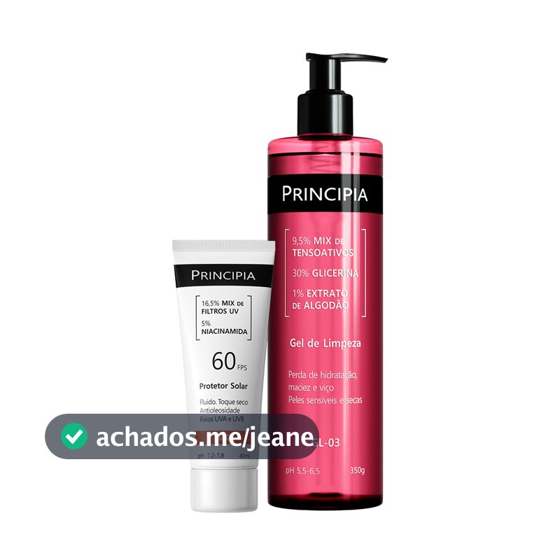 Principia Kit Todo Dia Peles Sensíveis c/ Gel de Limpeza GL-03 + Protetor Solar Facial PS-01 FPS60
