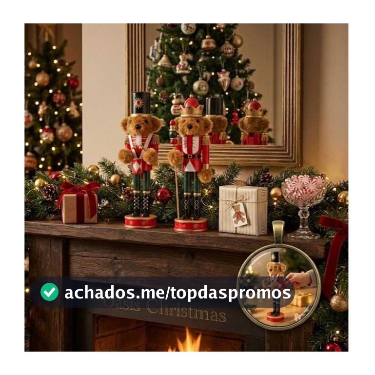 Decoração Natalina 30cm  Soldado de Madeira e Pelúcia