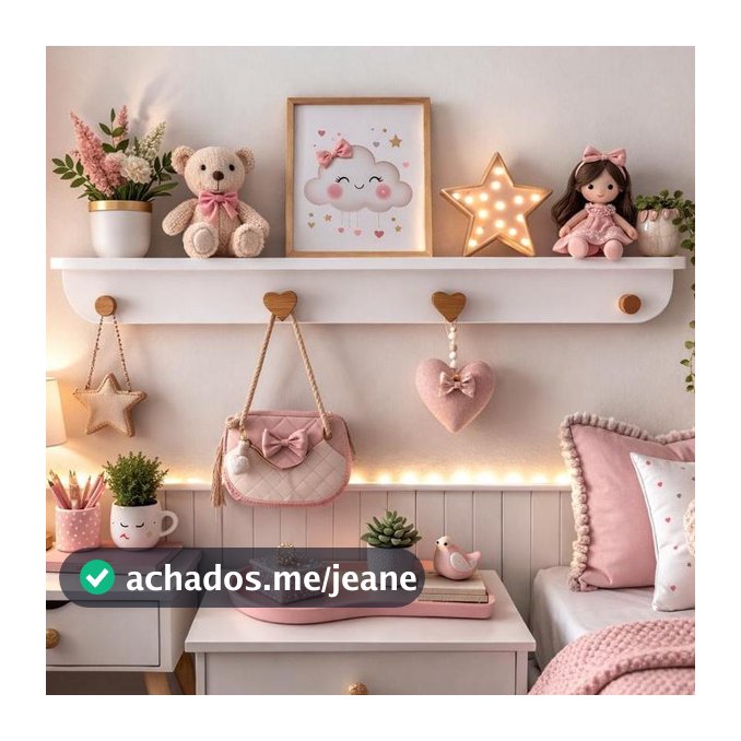 Prateleira Infantil Feminina Charmosa com Cabideiro