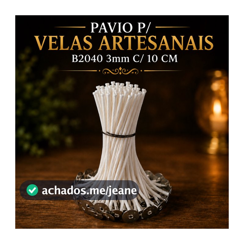 Pavio 3mm B2040 10 cm São Vitor l Pavio para Velas Decorativas B2040