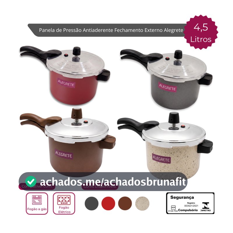 Panela Pressão 4,5 Litros Fechamento Externo Antiaderente