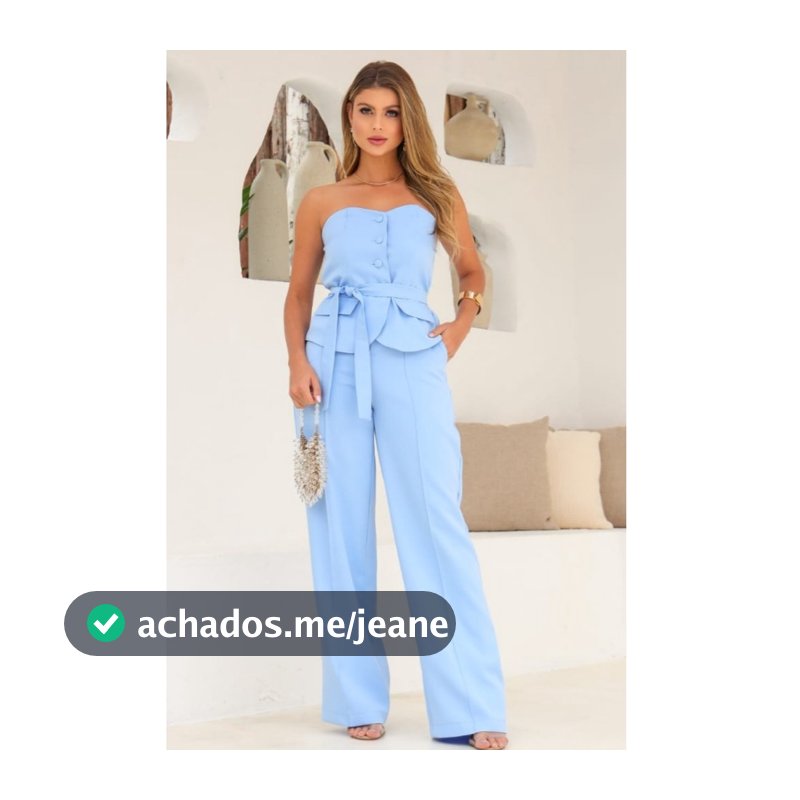 Conjunto Feminino Calça e Cropped Na Alfaiataria Chique Elegante Casual