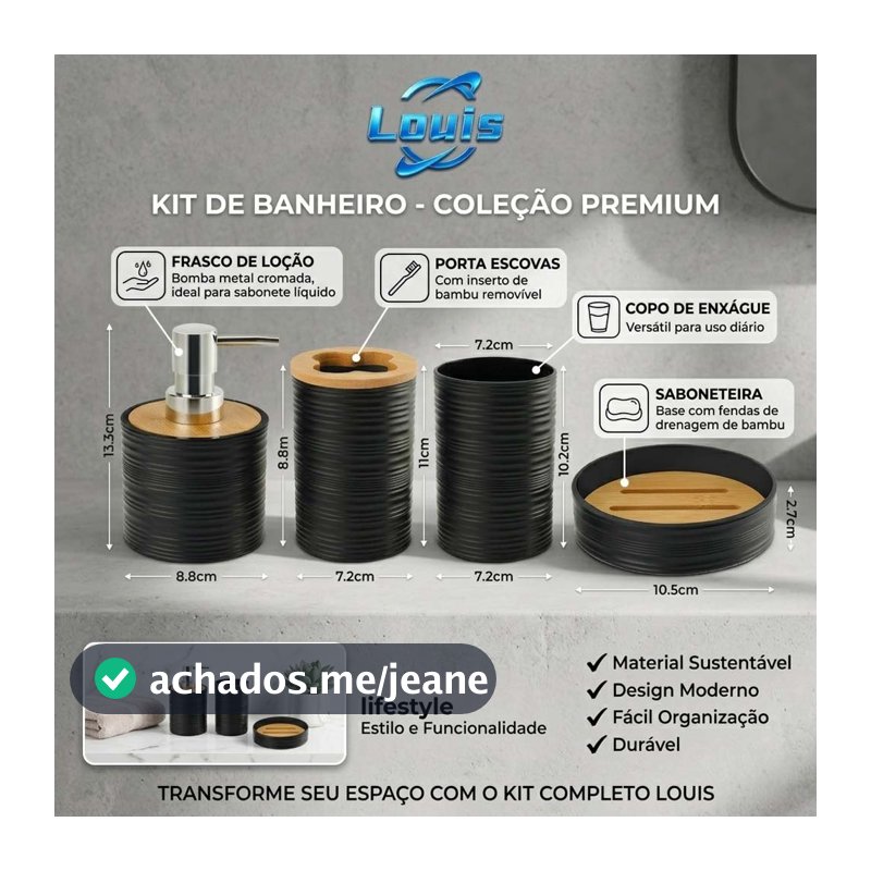 Louis Kit 4 Peças De Banheiro Porta Sabonete Líquido/Saboneteira/Porta Escova Verde