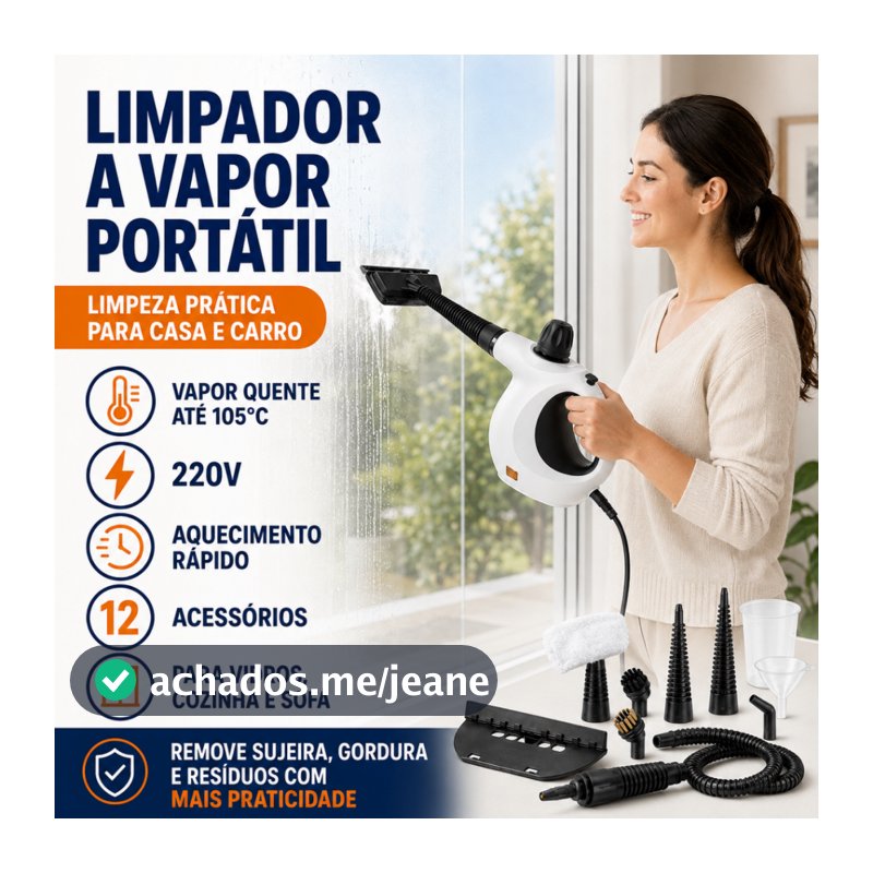Limpador a Vapor Portátil 220V Máquina de Limpeza a Vapor com Acessórios para Casa e Carro