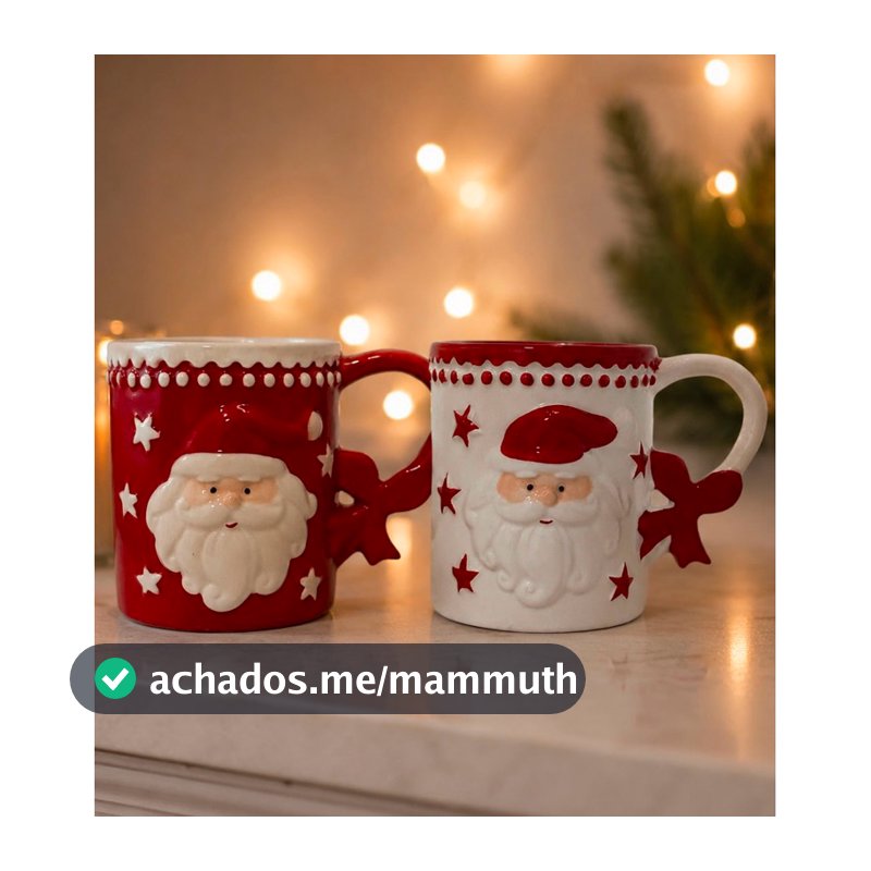 Caneca Natalina De Porcelana 400ml Xícara De Natal Papai Noel