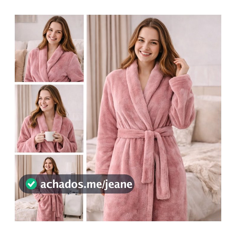 Roupão Toalha Feminino Microfibra Luxo - Rosê
