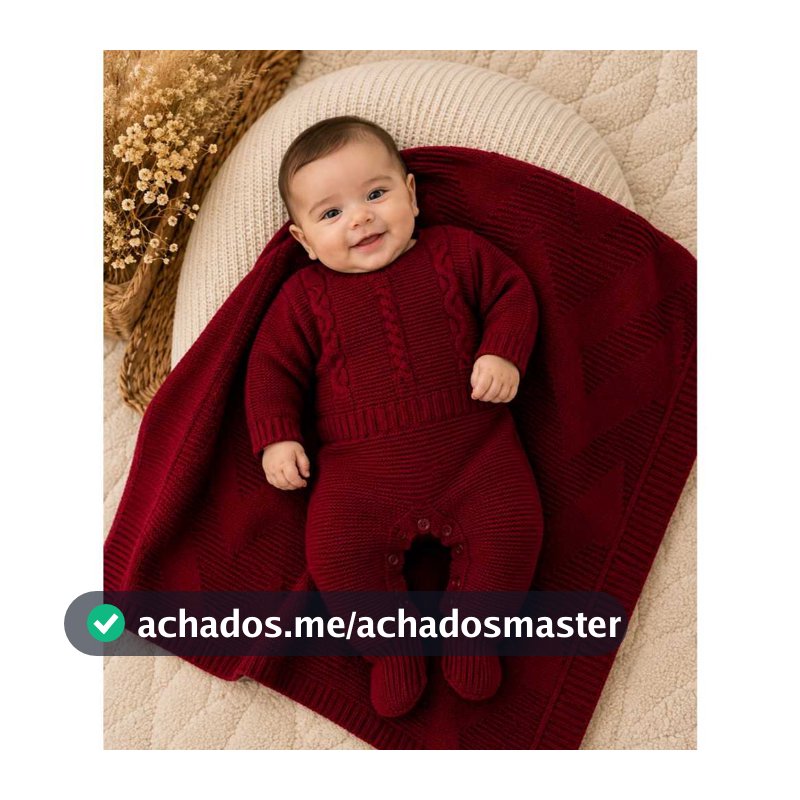 Kit Macacão Trança + Manta Cobertor Saída Maternidade Bebê Recém Nascido  Menino Menina Tricot Tricô