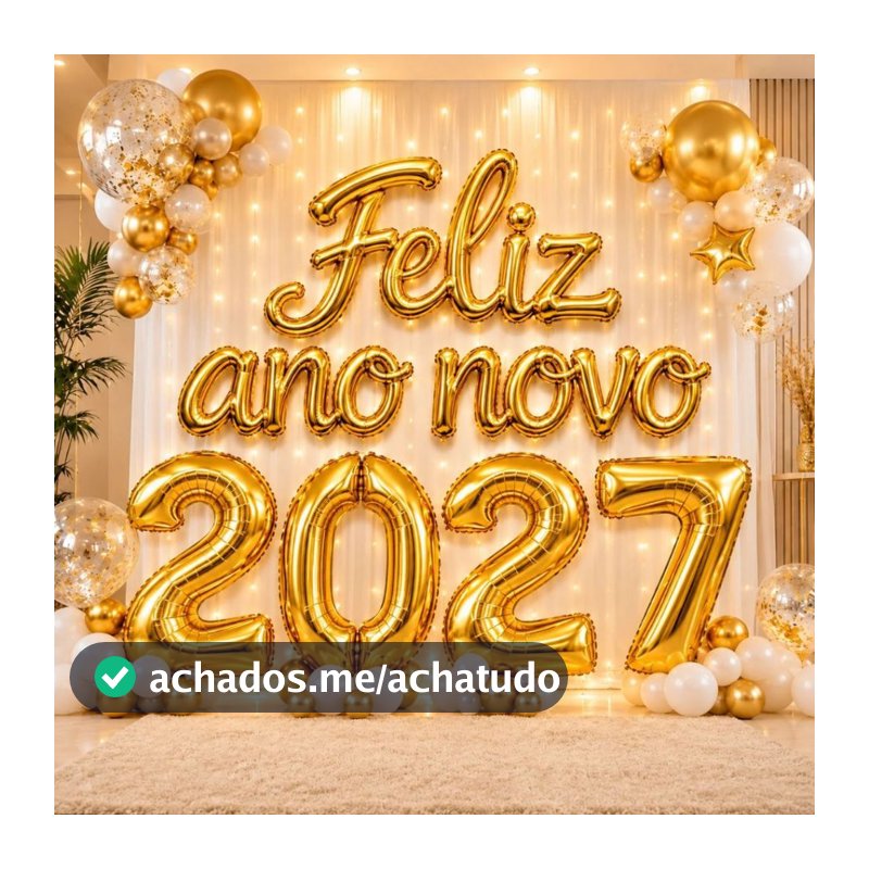 Kit Balão Metalizado 2027 40cm 70cm Feliz Ano Novo Prata Dourado Decoração Ano Novo Réveillon Festa