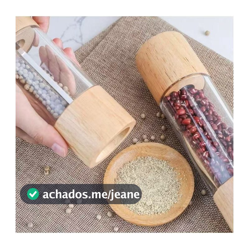 Manual Moedor Cilíndrico De Sal Pimenta Temperos Especiarias em Madeira e Acrílico