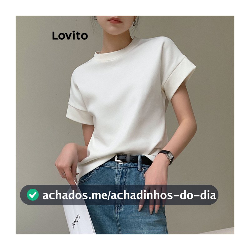 Lovito Casual Camiseta Verão Contraste Encadernação Para Mulheres LNE40575 (Multicolorido)