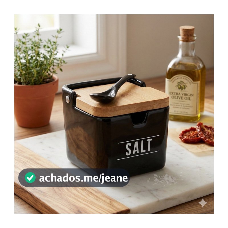 Saleiro Manhattan Em Porcelna e Bambu 270ml Premium