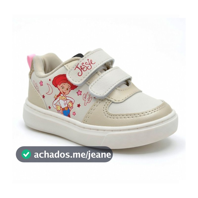 Tênis Toy Story Jessie Infantil Disney Menina Gliter Dourado Boneca Resistente Fecho Ajustável