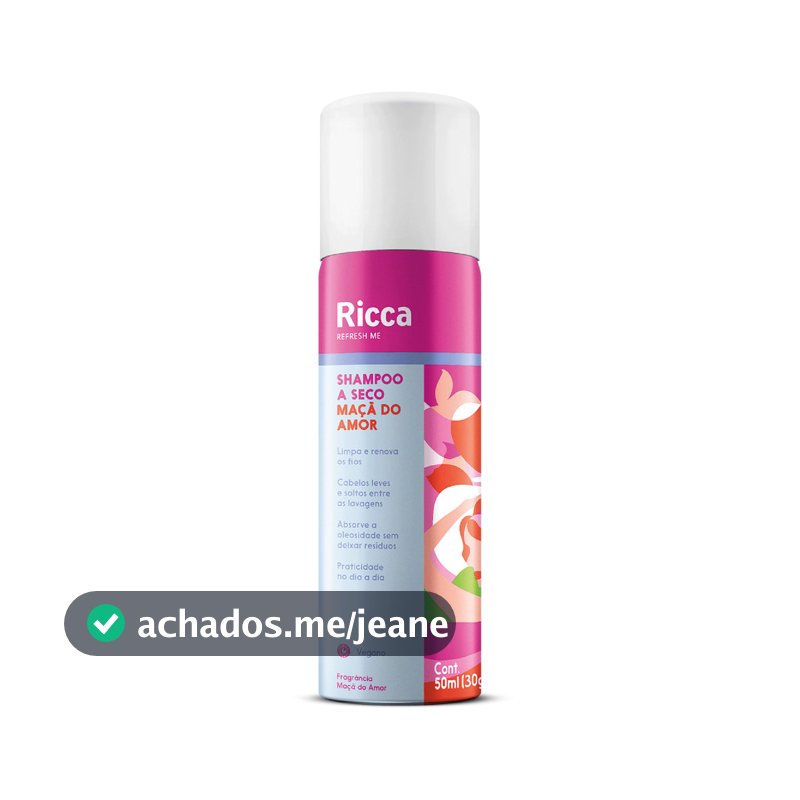 Shampoo a Seco para Cabelos Ricca Maçã do Amor 50ml