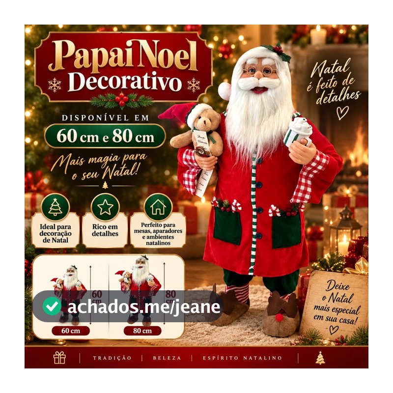 Enfeite Papai Noel com Roupão Decoração Natalina Luxo
