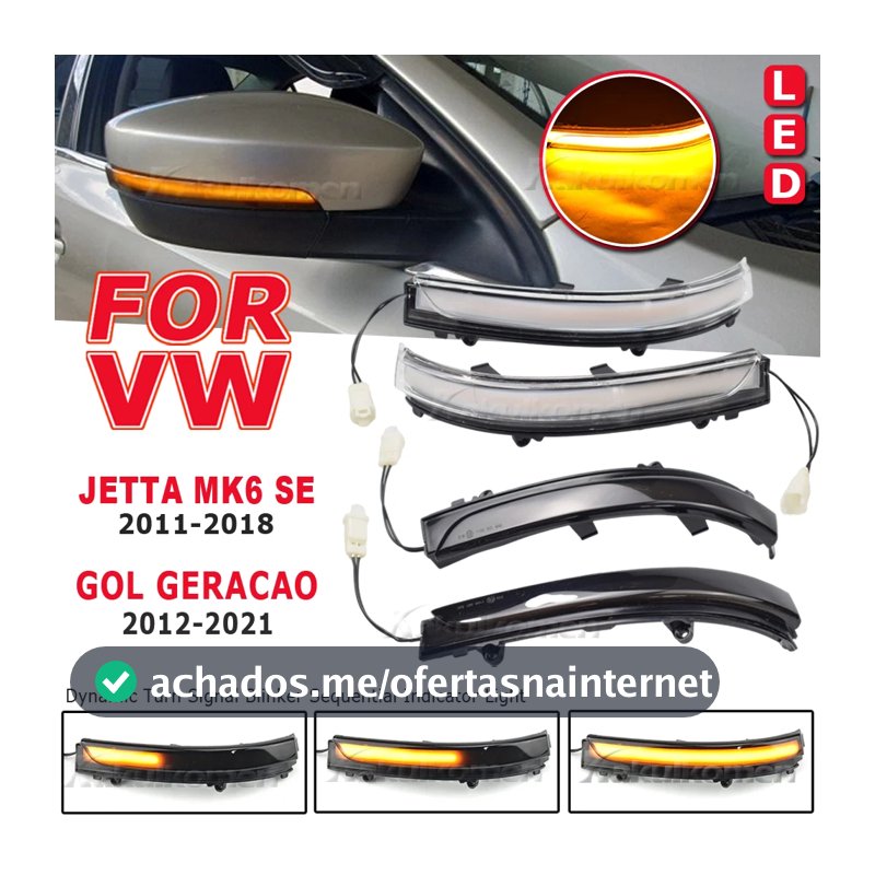 Adequado para Volkswagen Jetta Mk6 Voyage Saveiro G6 G7 Gol Geracao 6/7/8 UP Spacefox LED Luz de sinalização dinâmica Espelho retrovisor Indicador Serial