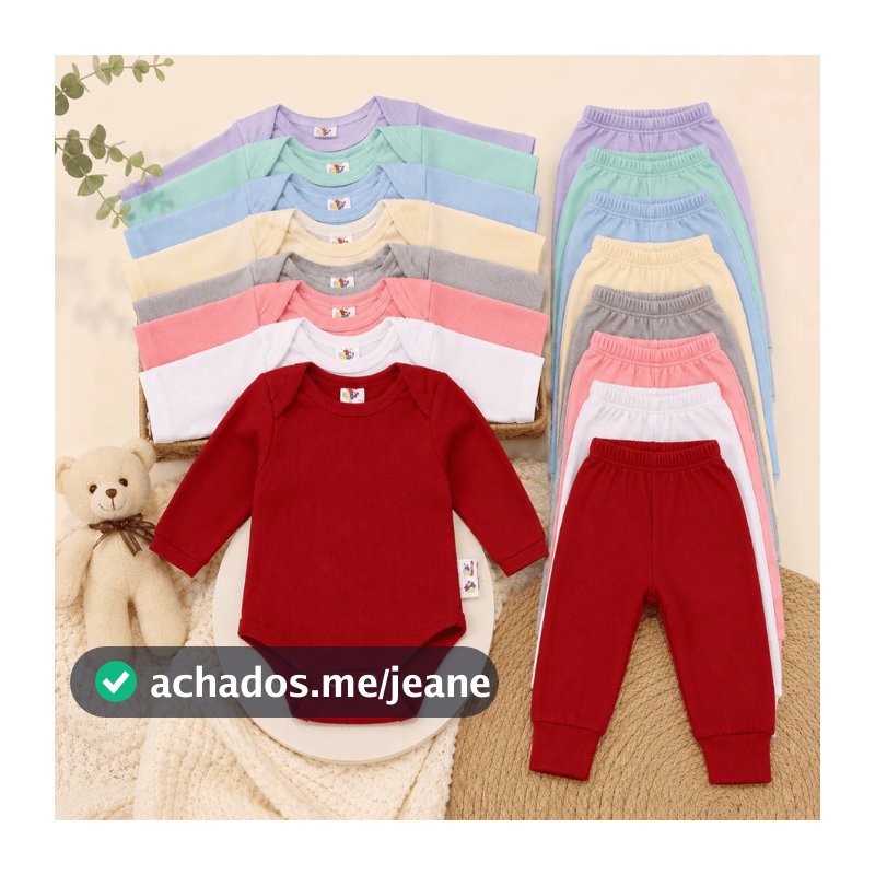 Kit roupas de bebê 12 Pçs Body Manga longa E Mijão Enxoval