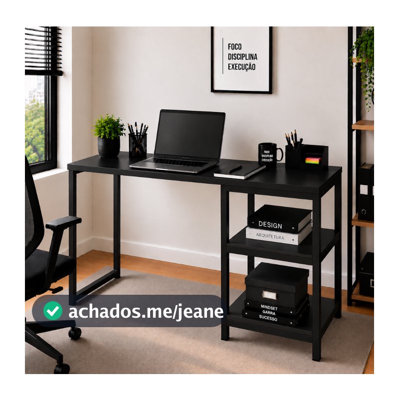 Mesa Escrivaninha 1,10 m com Prateleiras de Metal, Escritório, Estudo, Quarto, Organização prática-122