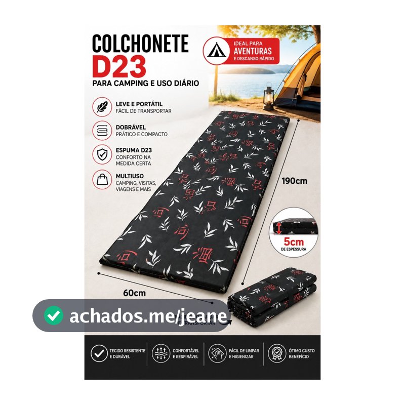 Colchonete Solteiro 190x60x5cm Confortável Para Dormir Viagem Acampamento-envio imediato