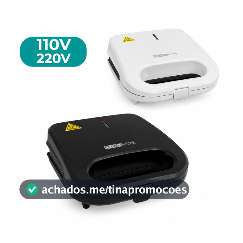 Sanduicheira Elétrica e Grill Família 2 em 1 - Inox antiaderente - 750W Oliver Home