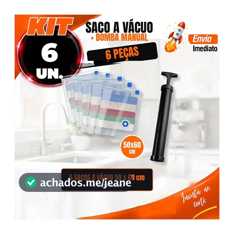 Kit Saco a Vácuo 50x60Cm Kit 3 5 10 Unidades Organizador de Roupas Edredom Mala Viagem
