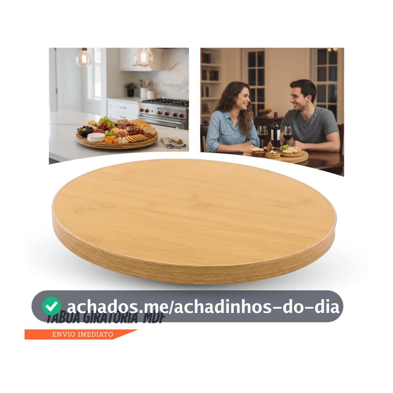 Tabua De Bambu Petisqueira Com Base Giratoria 360° Tábua de Frios Petiscos Giratória 100% Ecológica