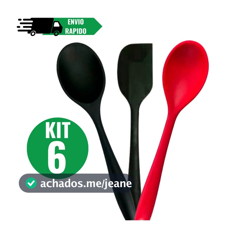 Conjunto Espátula mais Colher de Silicone Antiaderente Utilidade Domestica
