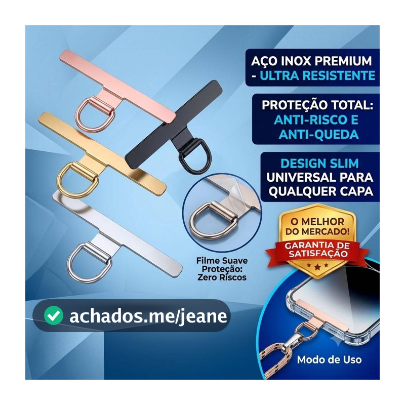 Gancho Suporte De Celular Aço Inoxidável Para Cordão Patch Suporte Capa Universal Anti-Furto