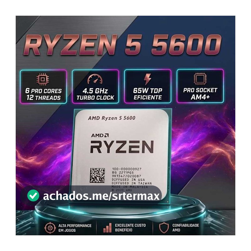 Processador AMD Ryzen 5 5600 AM4 6 Núcleos 12 Threads