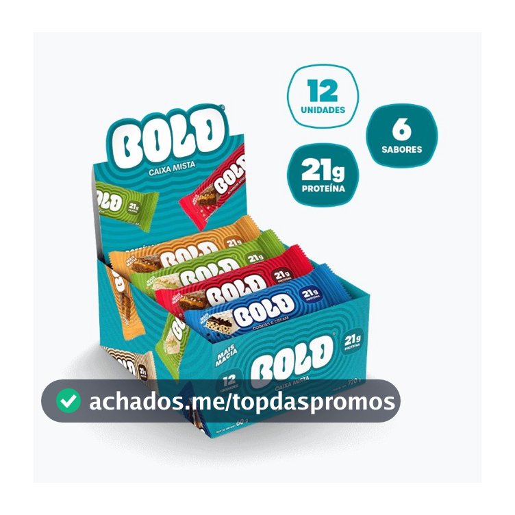 Barra de Proteína BOLD - 21g de Proteína - Caixa Mista com 12 Unidades | 6 Sabores