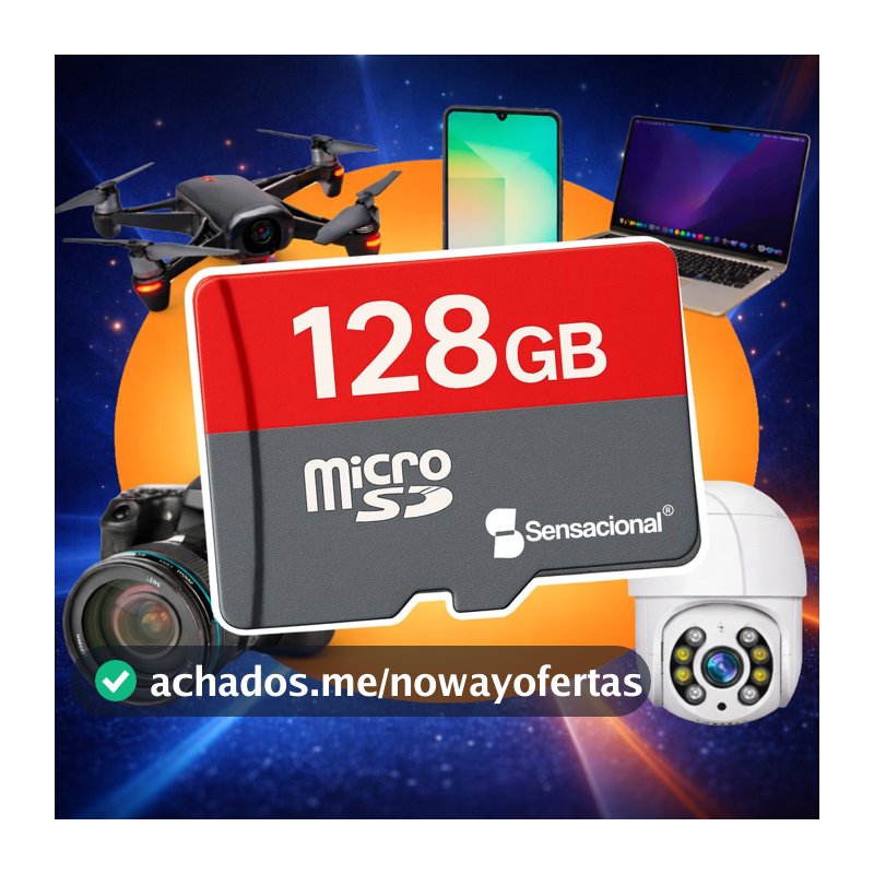 Cartão De Memória 128 Gb Para Câmeras Wi-fi Drones Micro Sd Sensacional