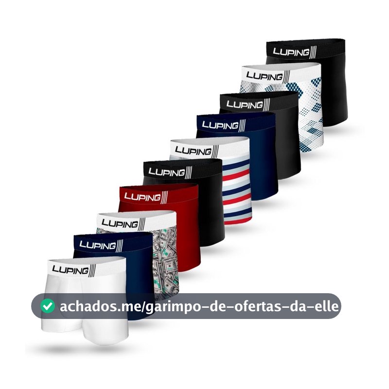 Kit 10, 5 Cueca Masculina Box Adulto Microfibra Forro 100% Algodão Cores Variadas