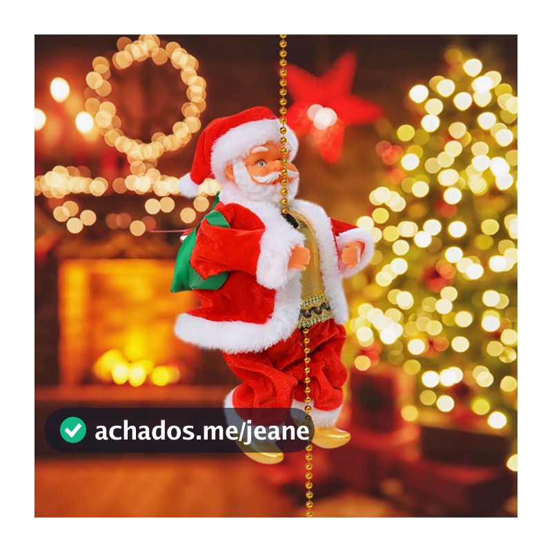 Papai Noel Elétrico Escalando Corda Com Música E Movimento Decoração De Natal Para Casa