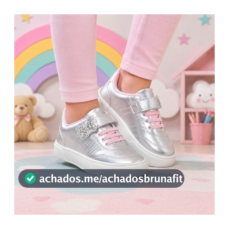 Tênis Infantil Menina Leve com Velcro e Elástico Confortável Antiderrapante Nº 20 ao 27