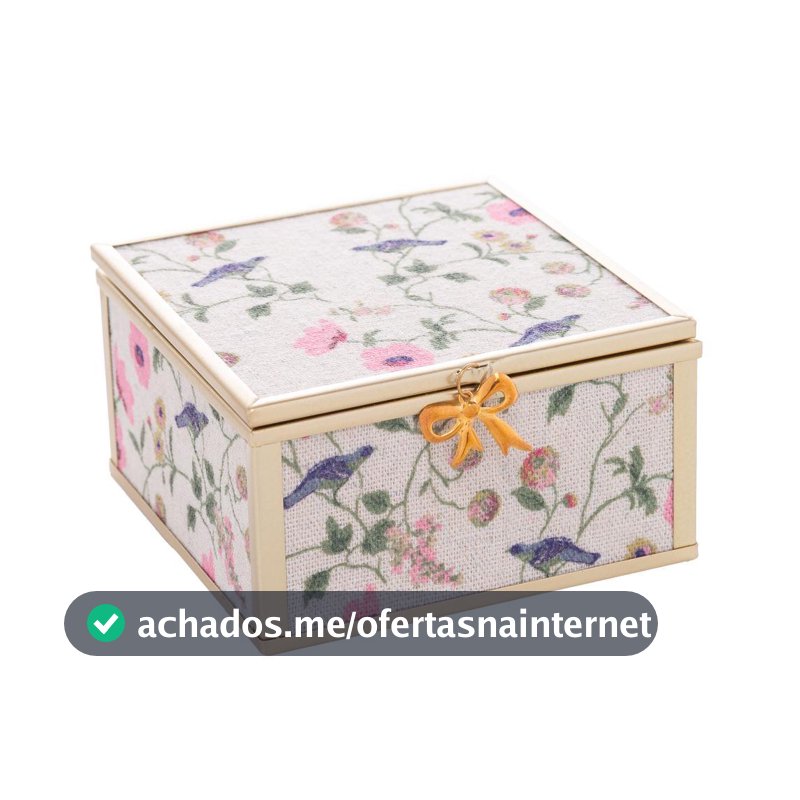 Porta Joias Blossom Garden Dourado Metal 10x11x5,5cm Caixa Organizadora Anéis Brincos Colar Decorativo Presente Feminino