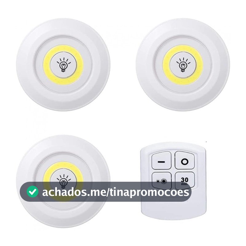 Kit 3 Lâmpada Luminária Led com controle remoto sem fio