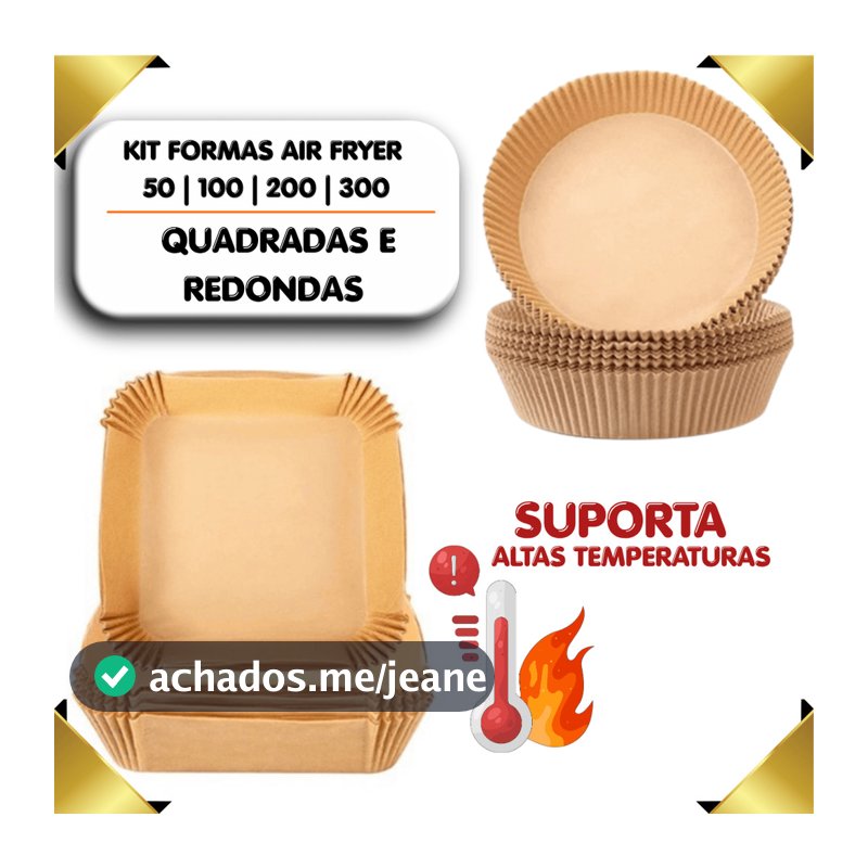 Kit 50 a 300 Formas Descartável Para Airfryer Antiaderente Não Suja Cozinha Fritadedira Promoção