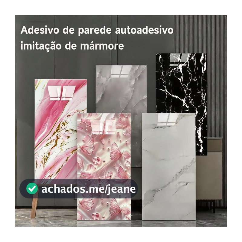 Kit 10 Placas Vinílicas Adesivas Mármore 60x30cm Parede Decoração Lavável e Resistente