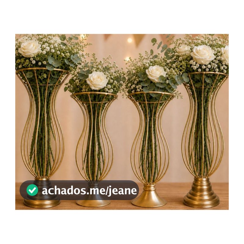 4 Vaso Dourado Armação 35cm E 30cm Para Pedrarias Decoração Luxo de Festas
