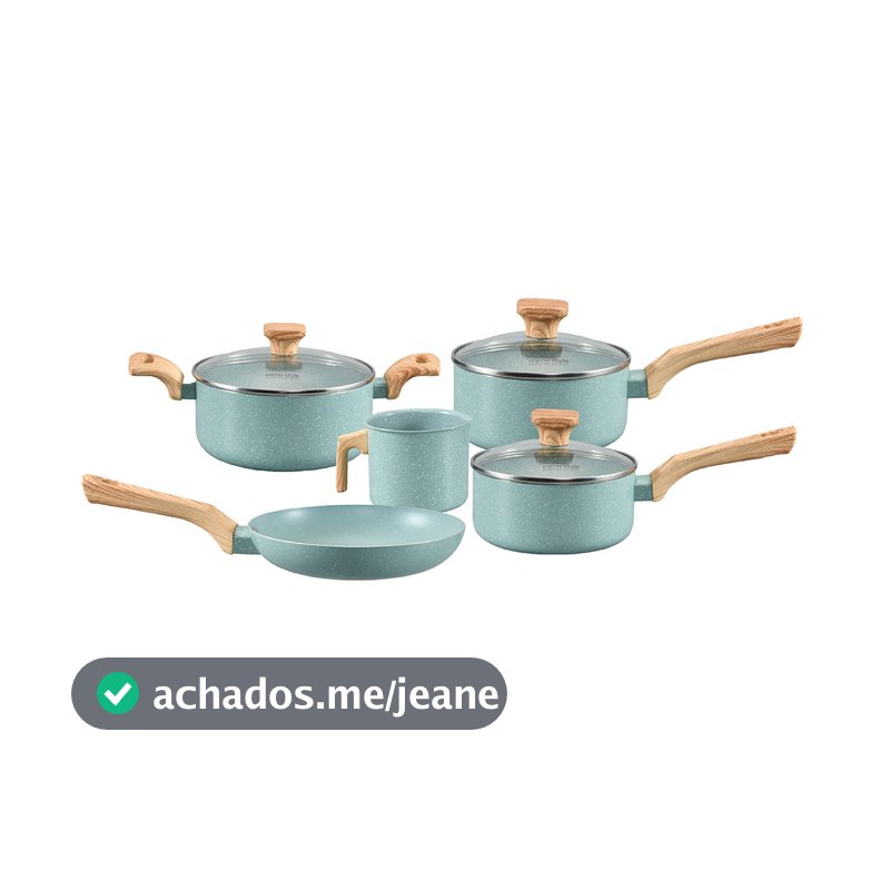 Jogo de Panelas Com 5 Peças Mimo Style Pratic Cook Indução Verde Água 10857 PJ5PGR