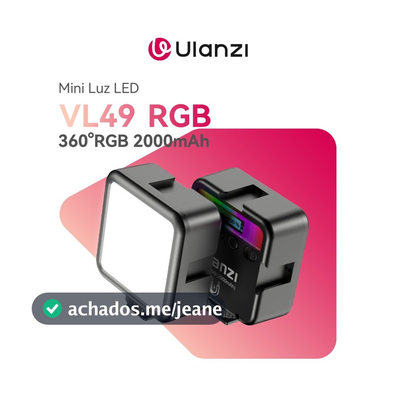Ulanzi VL49 RGB Luz de Vídeo LED Mini Iluminador 360° Full Color Recarregável 2000mAh para Vlog