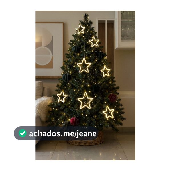 Ponteira Estrela De Led Com Iluminação Para Árvore De Natal Branco Quente Estrela