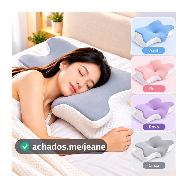 Travesseiro Cervical Ortopédico 4D Ergonômico para Pescoço Memória Confortável para Dormir de Lado e de Costas