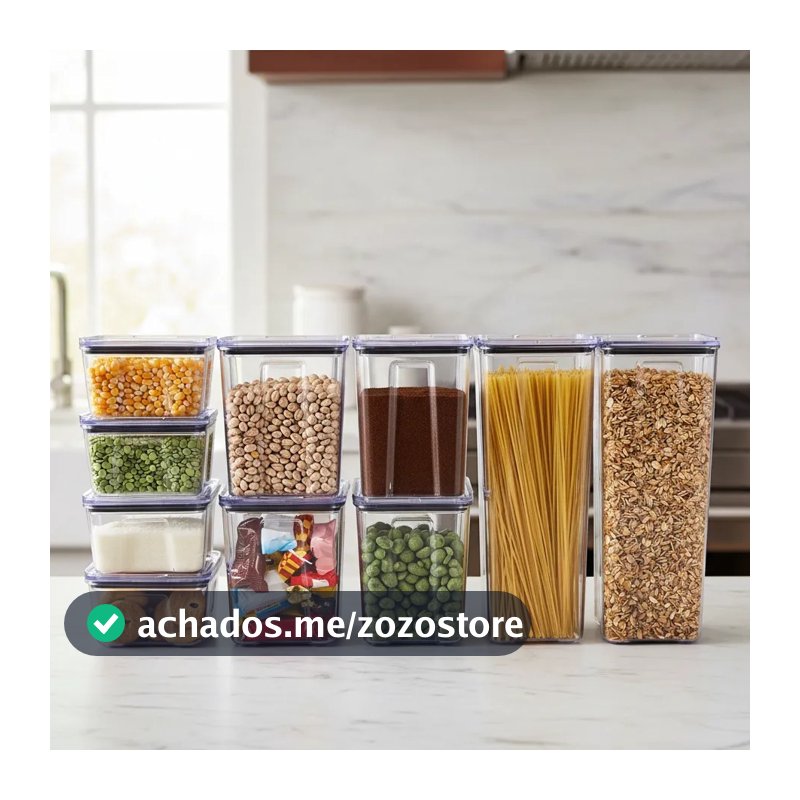 Kit 10 Pote Hermético Empilháveis Porta Mantimento Cozinha Organizador Rebirth