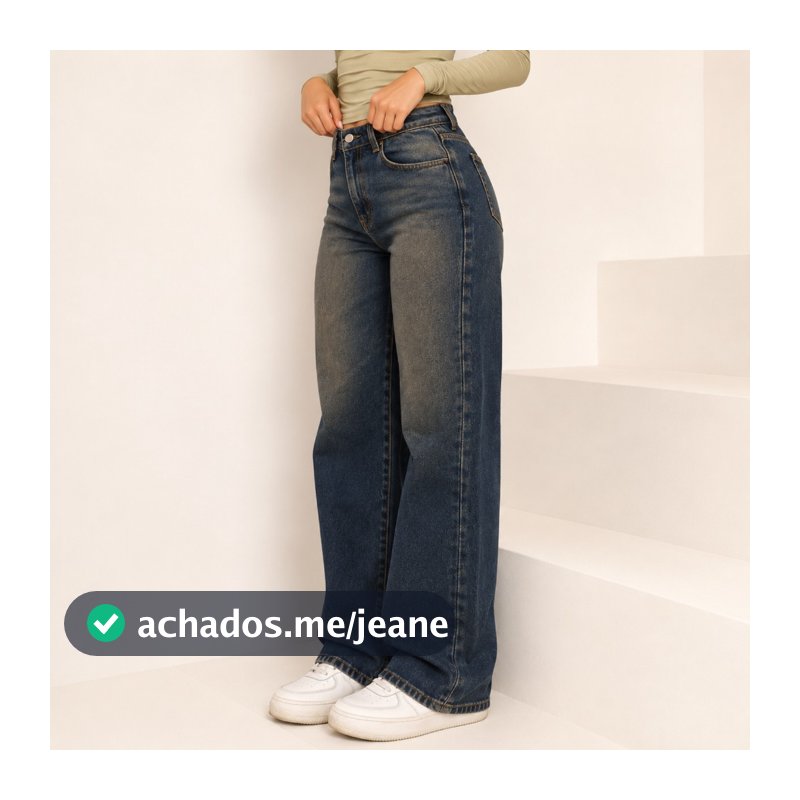 Calça Wide Leg Jeans Feminina Black Marmorizada Cós Alto 100% Algodão Premium SOBRETINTO CARAMELO SUJINHA
