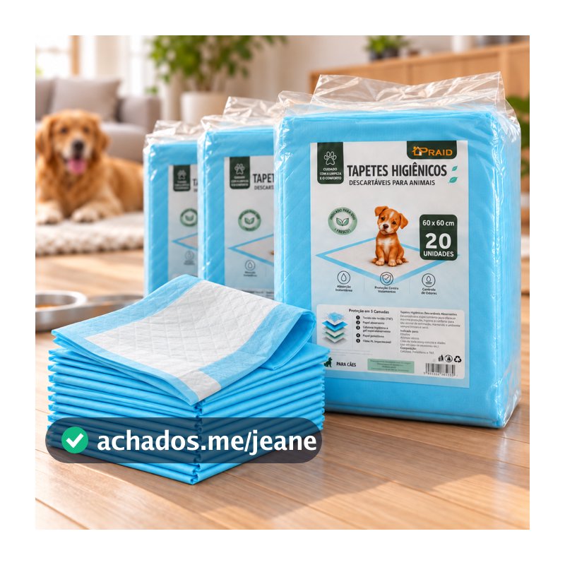 Tapete Higiênico Descartável Para Cachorro 20/40/60/80un Fraldas Pet  60x60cm