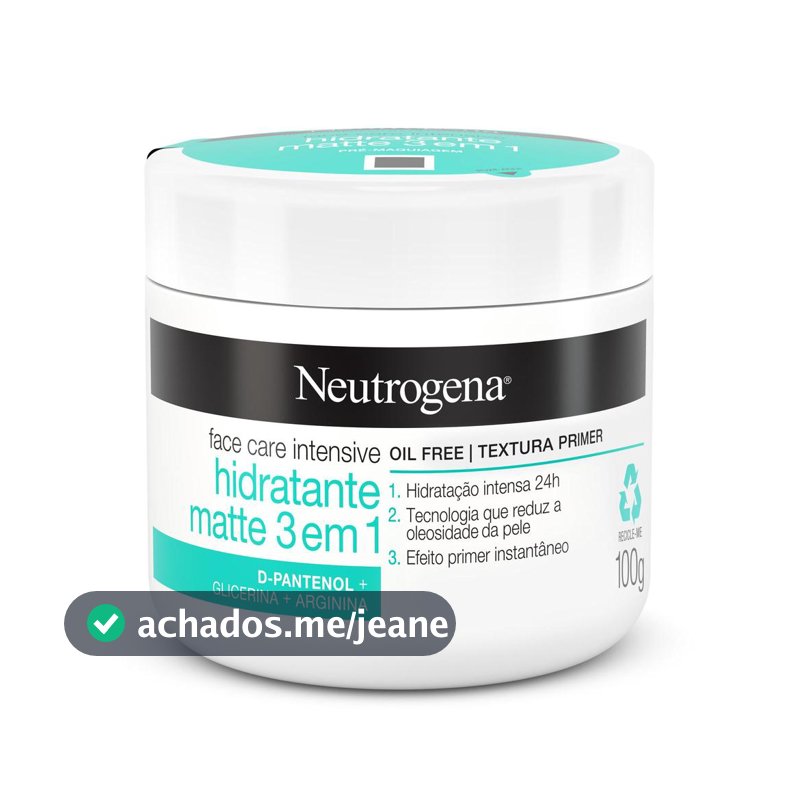 Hidratante Facial Matte 3 em 1 Neutrogena Face Care Intensive 100g