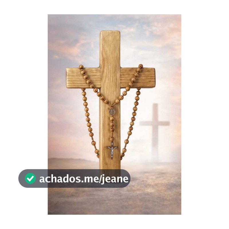 Terço com crucifixo de de metal para  parede e mesa de madeira rustico 1 metro